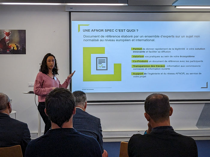 France CAO - Noémie Thoores lors de la présentation de l'AFNOR SPEC 2212 à WE NETWORK à ANGERS le 17 octobre 2023. France CAO - Noémie Thoores lors de la présentation de l'AFNOR SPEC 2212 à WE NETWORK à ANGERS le 17 octobre 2023.